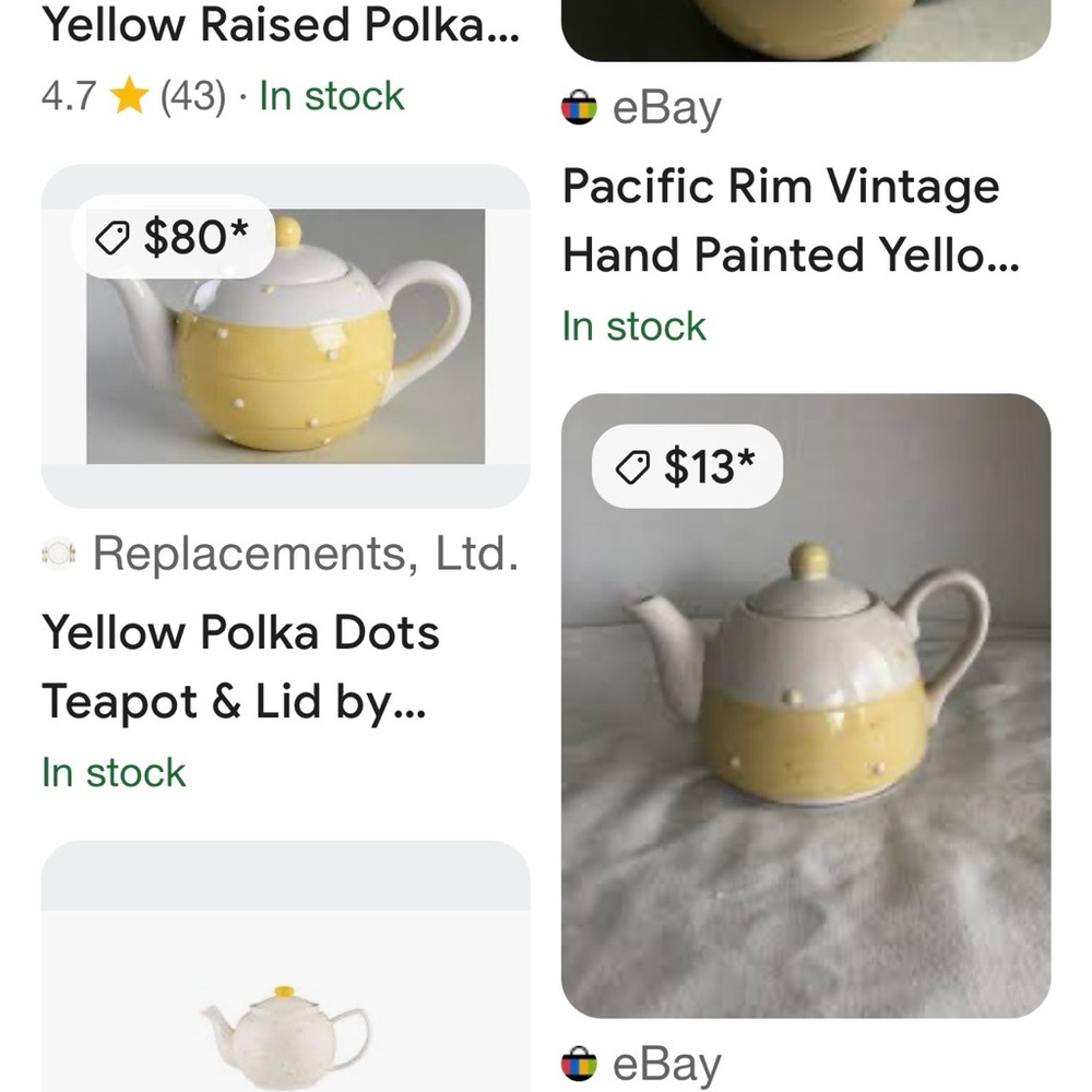 #0949+ Pacific Rim Vintage Hand Painted Yellow & Cream Teapot Set - Picture 8 of 13